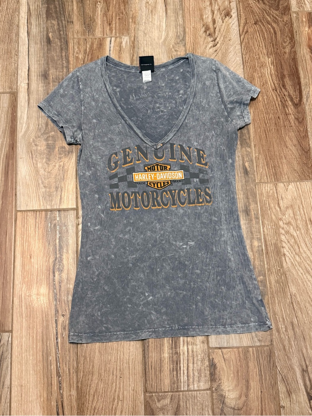 Harley Davidson Acid Wash V Neck T Shirt